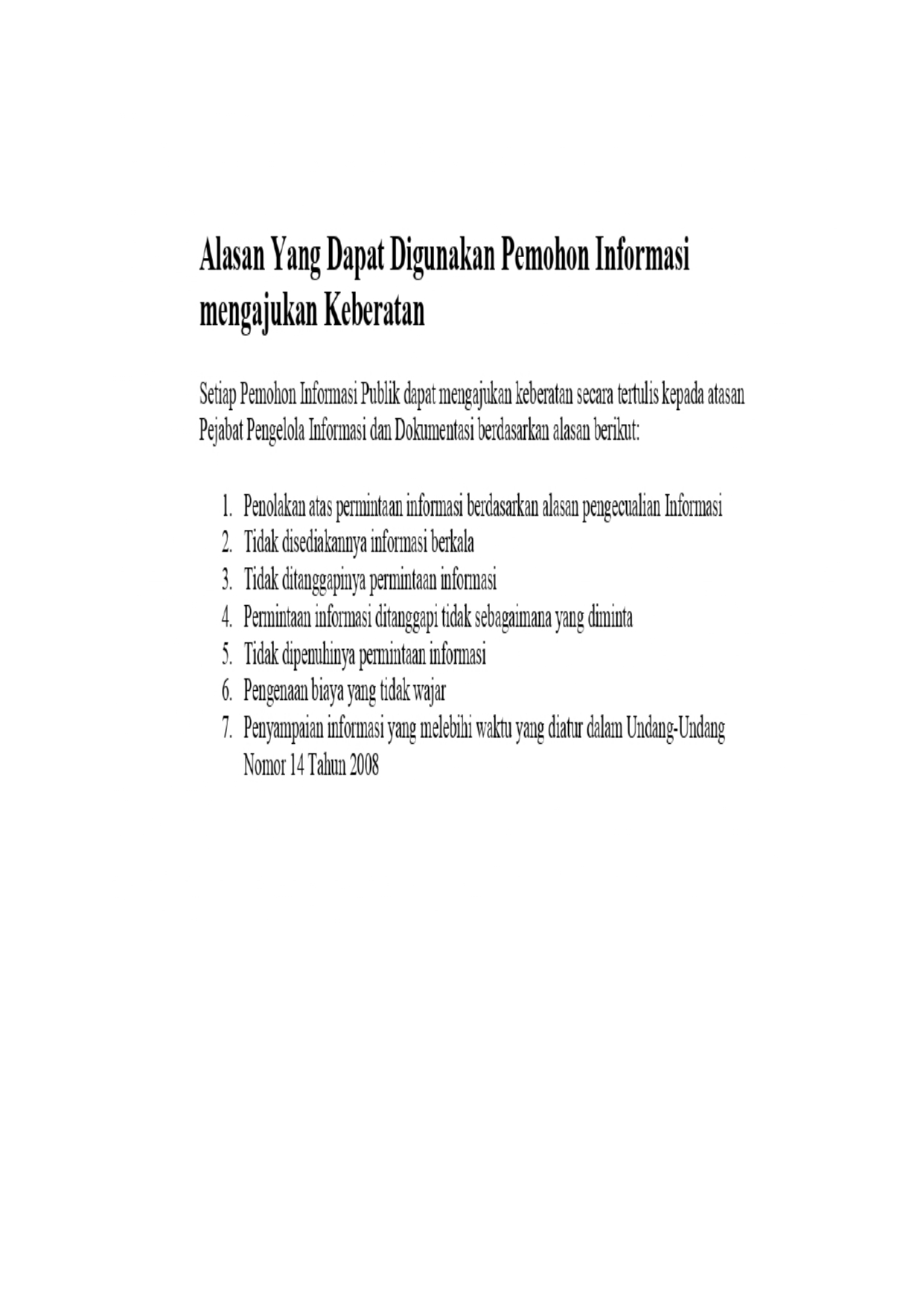 Informasi Pengajuan Keberatan 