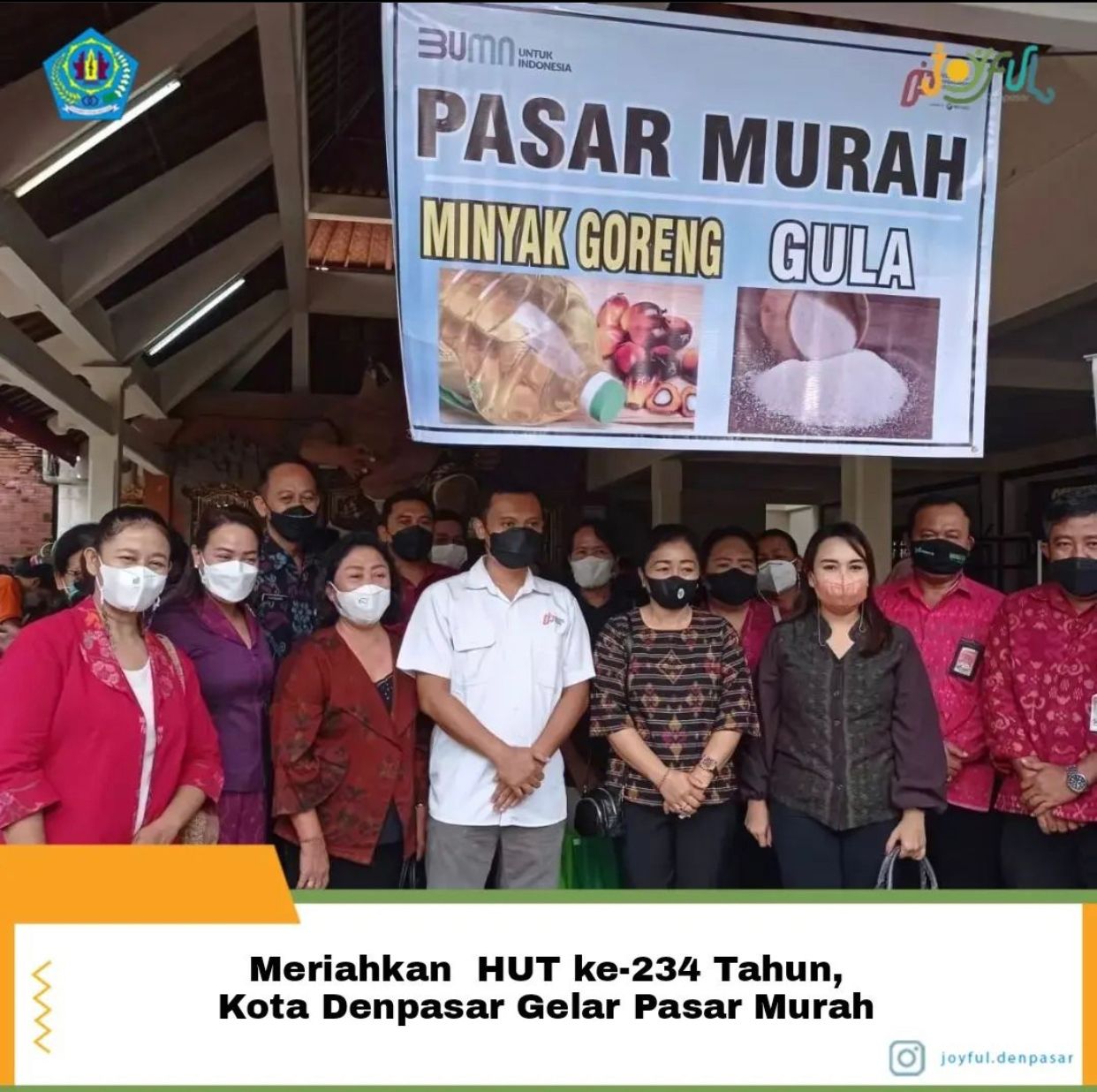 Pemkot Denpasar menggelar pasar murah yang di laksanakan di Banjar Batu Kangin,